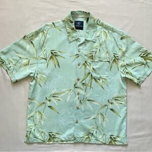 Jamaica Jaxx Island Outfitters Men’s  100% Silk Green Hawaiian Shirt Size XL